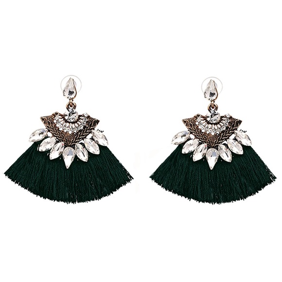 Boho Tassels Black Earrings - NWT - Picture 4 of 4